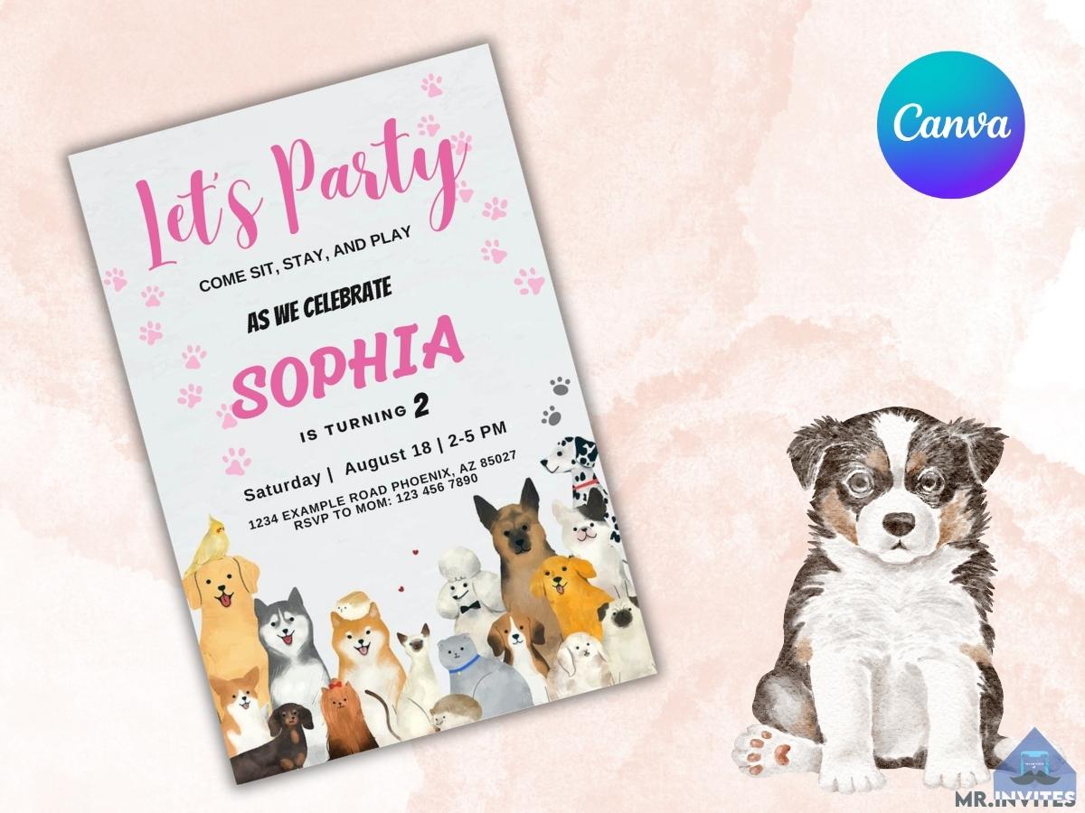 Digital Puppy Party Birthday Invitation | Custom Puppy Party Invite