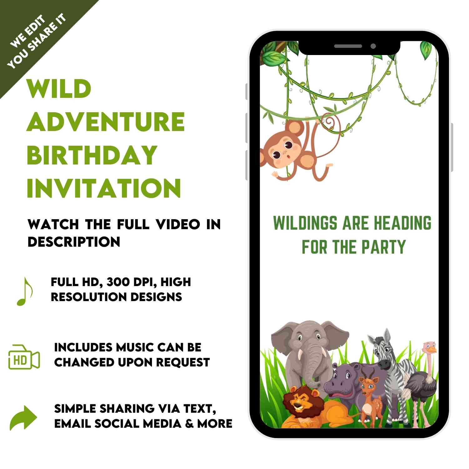 Wild Adventure Birthday: Jungle Safari Video Invitation