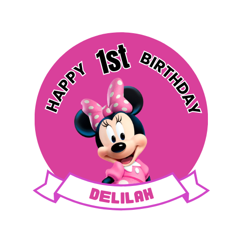Minnie Mickey Pink Birthday Theme Cake Topper