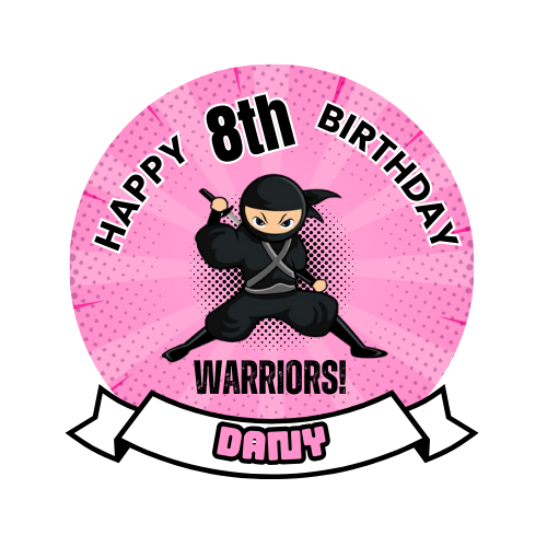 Ninja Girl's Birthday Theme Cake Topper
