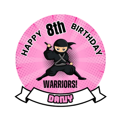 Ninja Girl's Birthday Theme Cake Topper