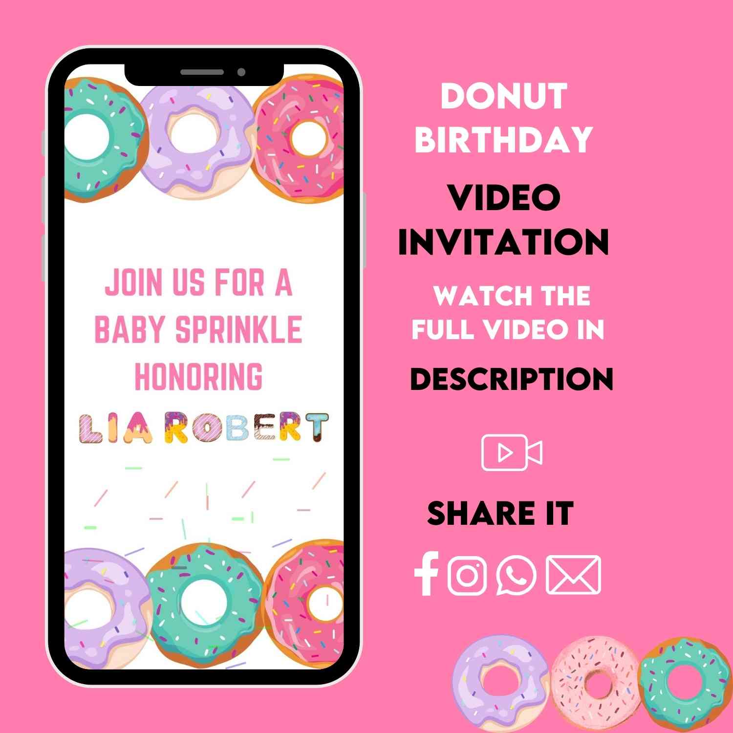 Donut Birthday Video Invitation | Personalized and Engaging | Donut Party Invite