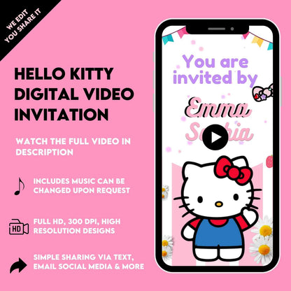 Hello Kitty Birthday Video Invitations | Hello Kitty Birthday Party Theme