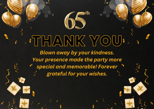 65th Birthday Thank You Card For Your Birthday