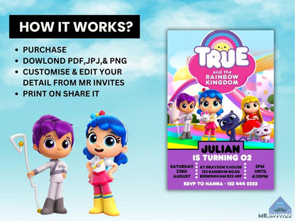 True and The Rainbow Kingdom Birthday Party Video Invitation | Animated & Customizable invite