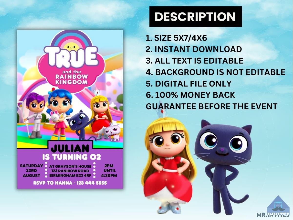 True and The Rainbow Kingdom Birthday Party Video Invitation | Animated & Customizable invite