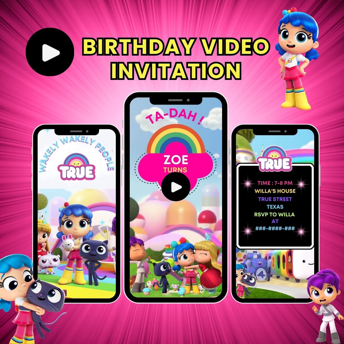 True and The Rainbow Kingdom Birthday Party Video Invitation | Animated & Customizable invite