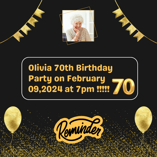 70 Birthday Digital Reminder Card For Your Birthday or Event