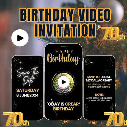 70th Birthday Video Invitation | Animated 70th Birthday Invite