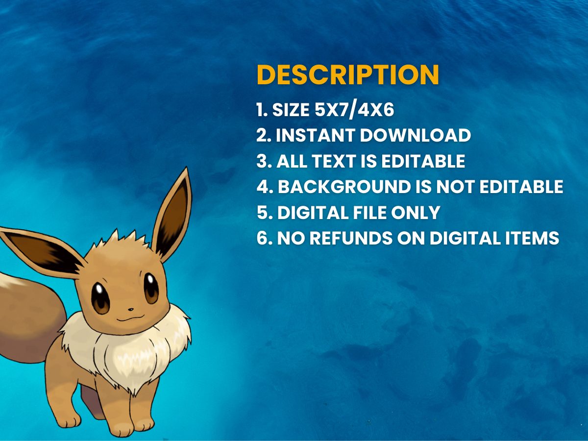 Magical Eevee Evolutions Birthday Invitation | Customizable and Fun