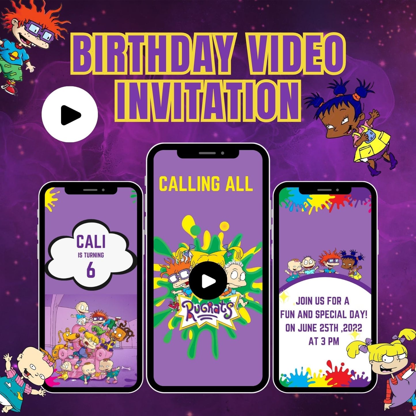 Playful Rugrats Birthday Video Invitation | Personalized & Fun-filled Celebration