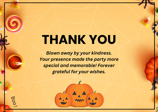Scary Halloween Theme Birthday Thank You Card