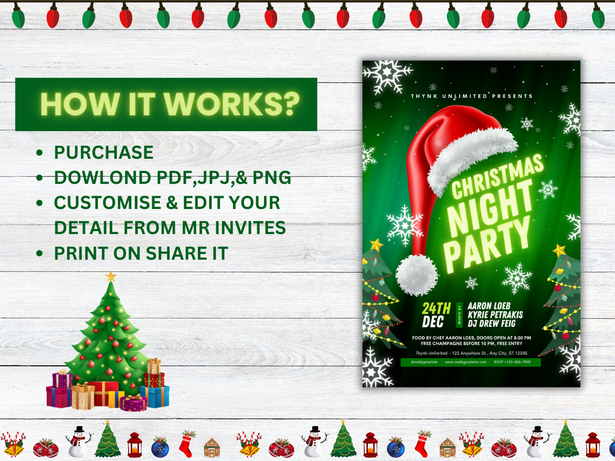 Digital Christmas Party Invitation Card | Christmas Invitations Card