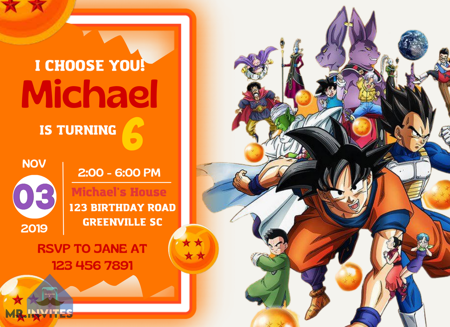 Dragon Ball Z Digital Birthday Invitation | Customize and Personalize