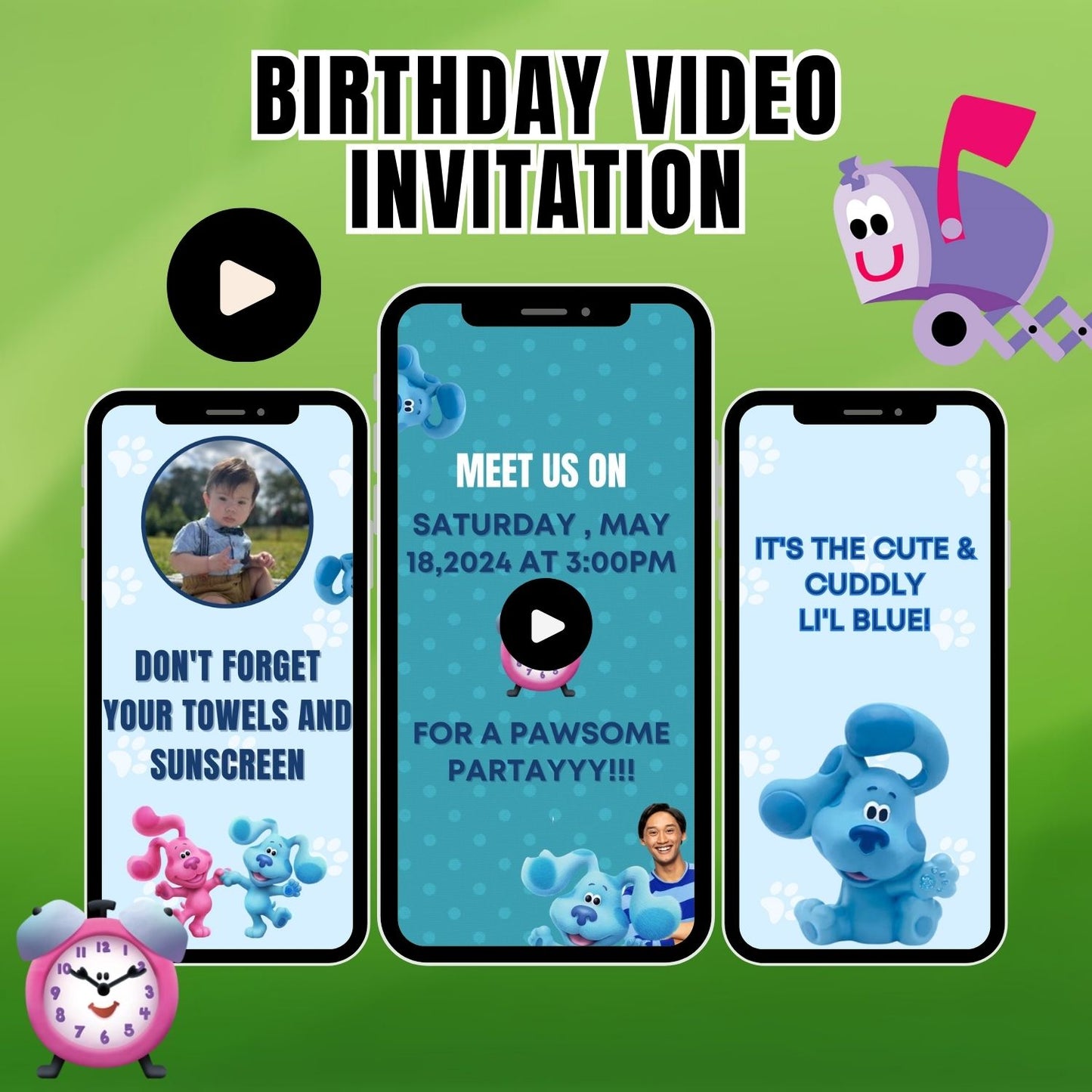 Blue's Clues Birthday Video Invitation | Personalized Animated Party Invite