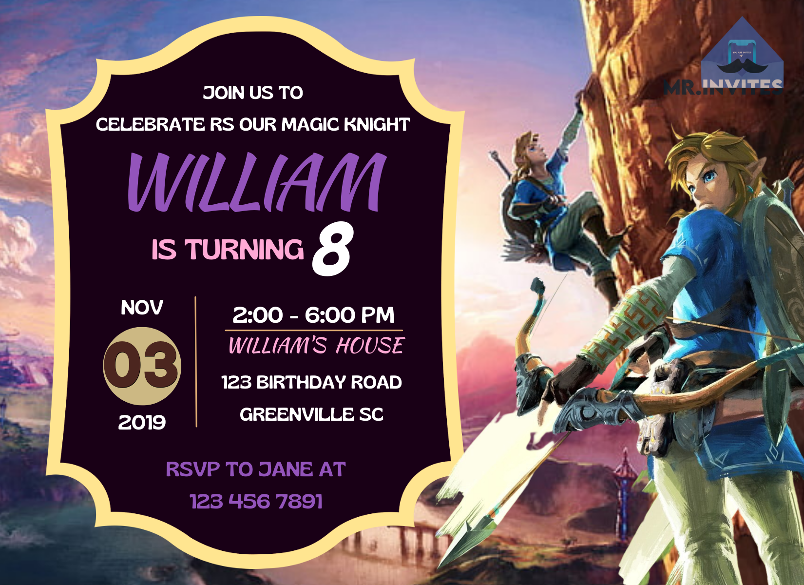 Zelda Birthday Party Invitations Happy Birthday Card The Legend Of