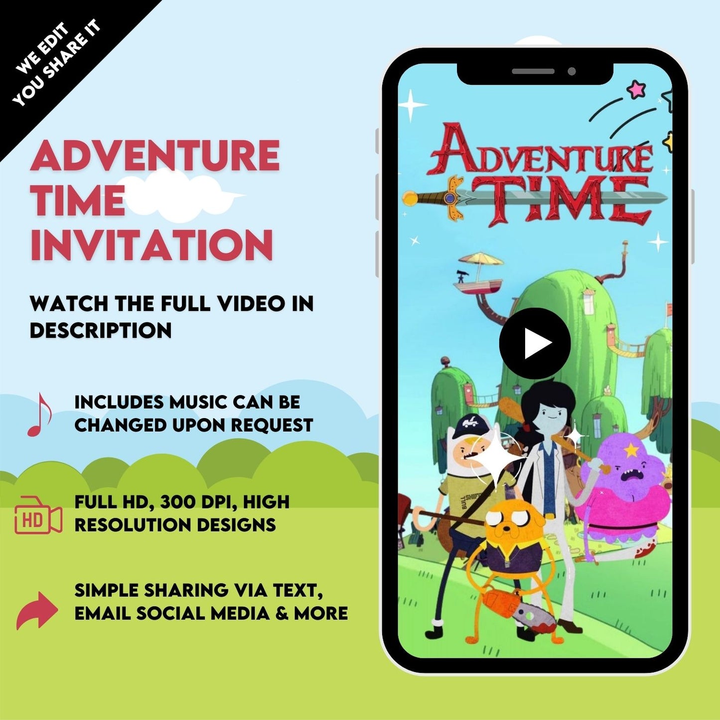 Adventure Time Birthday Video Invitation | Adventure Time Party Invite