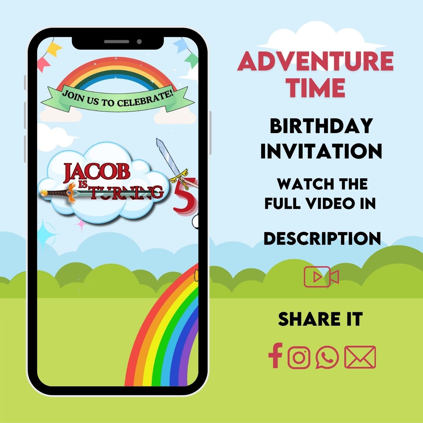 Adventure Time Birthday Video Invitation | Adventure Time Party Invite