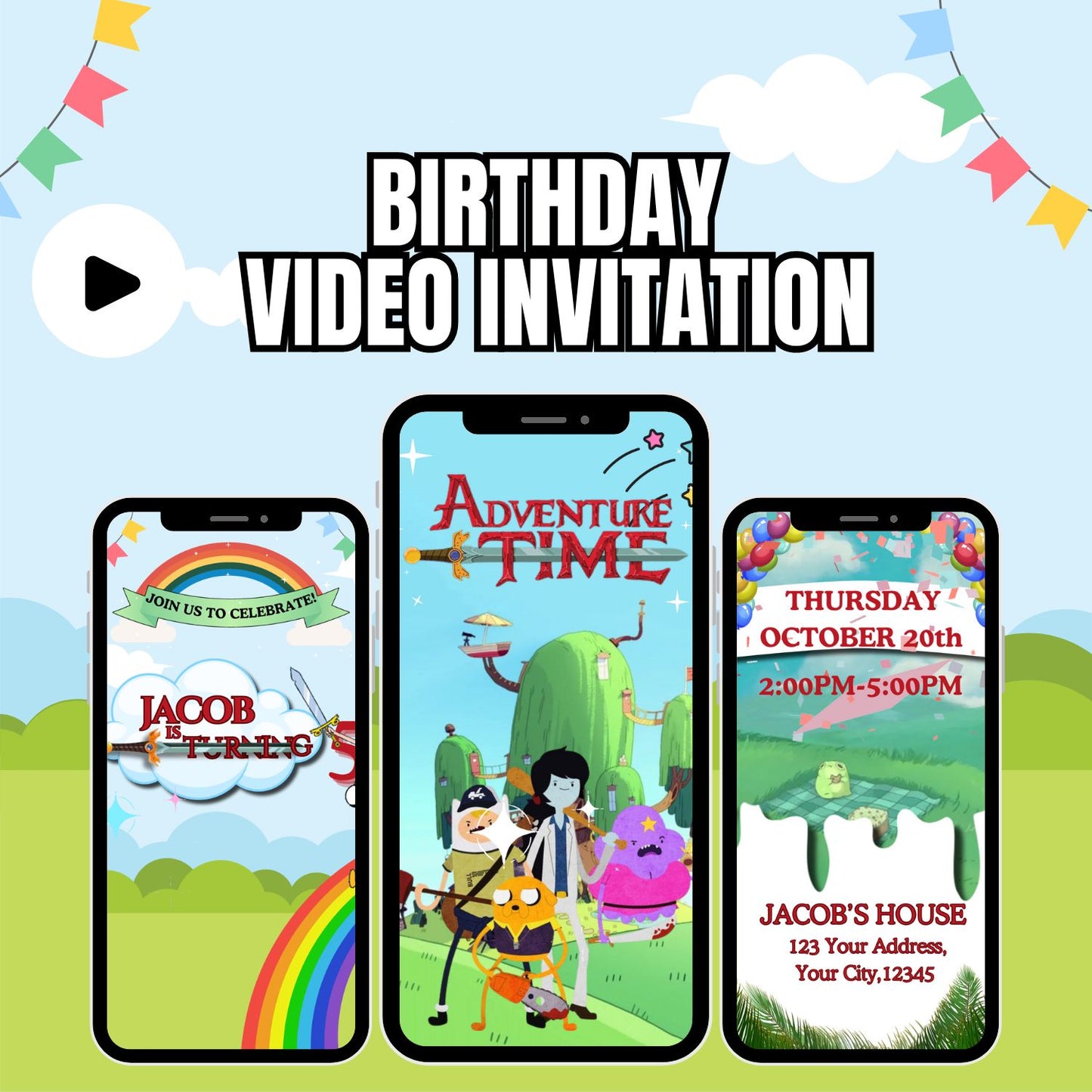 Adventure Time Birthday Video Invitation | Adventure Time Party Invite