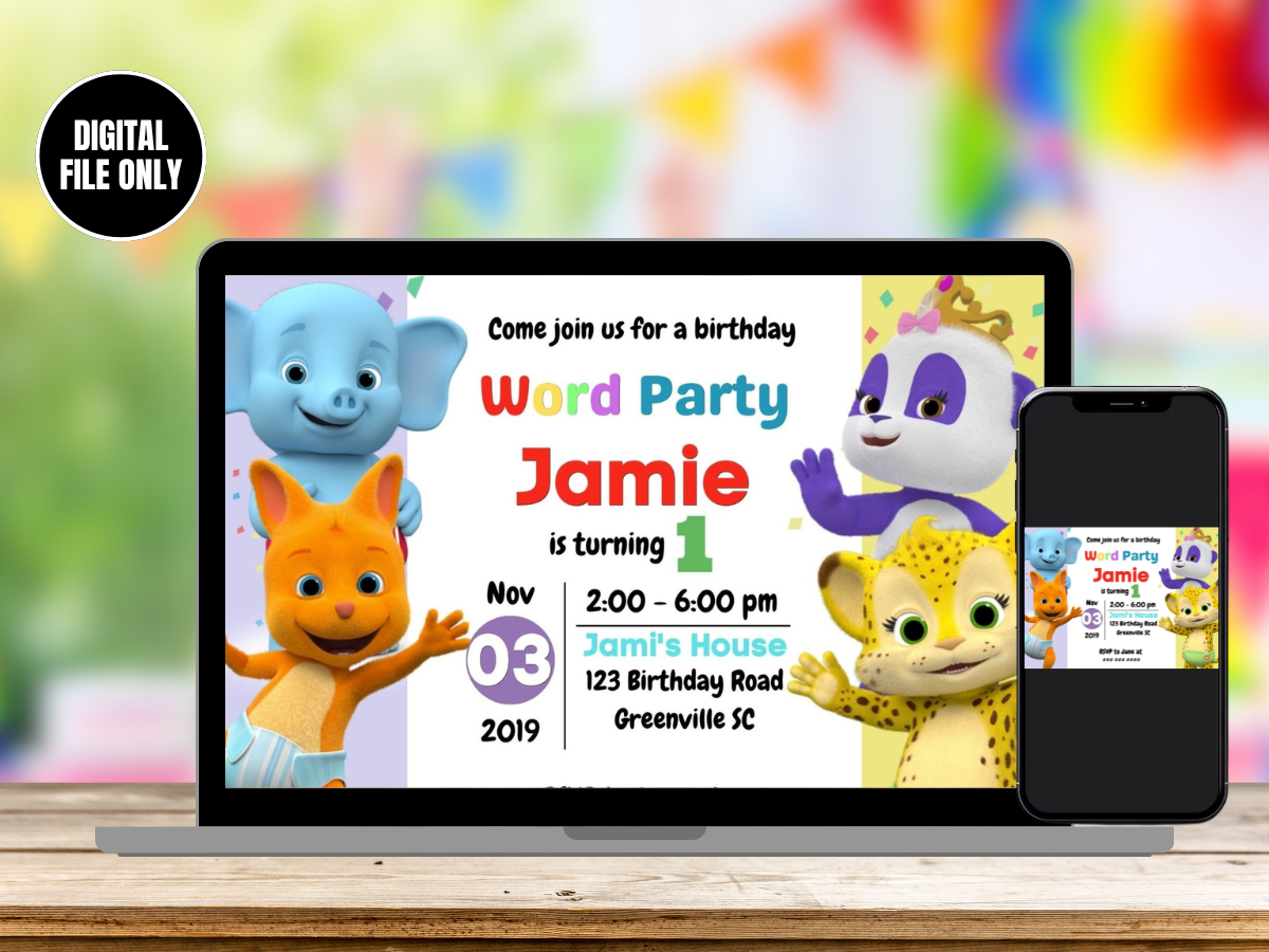 Amazing Digital Word Party Birthday Invitation | Fun-filled Online Celebration