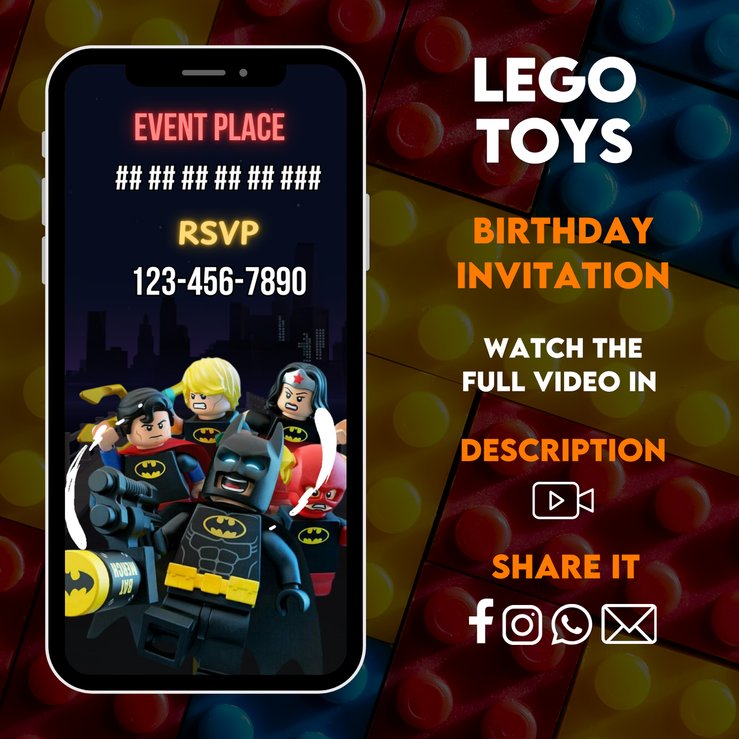 Lego birthday video invitation | Lego Digital Video Invitation