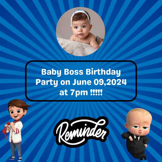 Baby Boss Digital Reminder Card For Your Birthday or Event