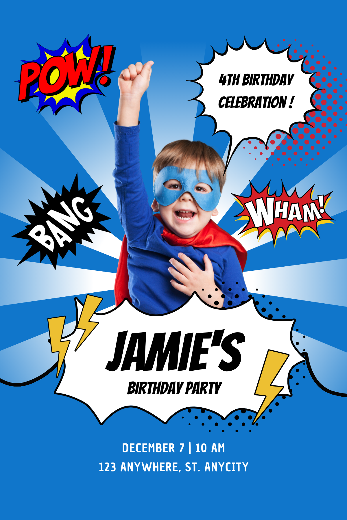 Baby Super Hero Digital Birthday Invitation | Birthday Invitation Card ...