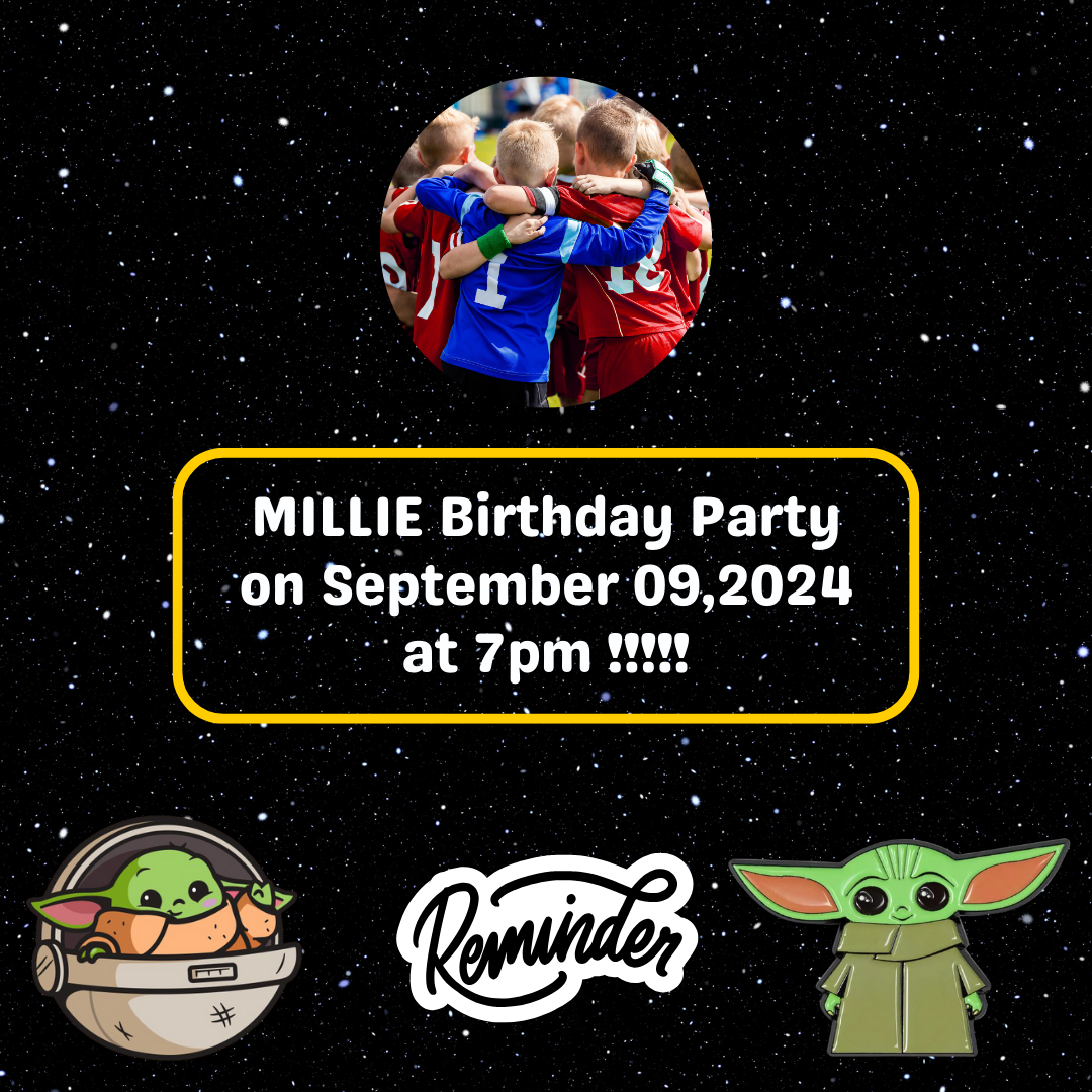 Baby Yoda Digital Birthday Reminder Card For Your Birthday or Event