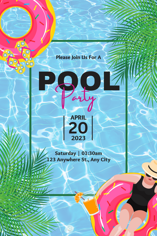 Barbie Pool Party Digital Card Invitation  Personalized Digital Card Invite