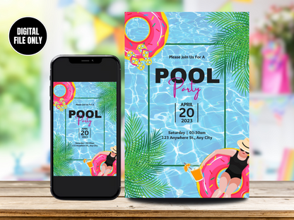 Barbie Pool Party Digital Card Invitation | Personalized Digital Card Invite