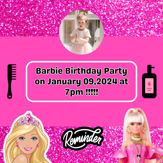 Sparkling Barbie Spa Birthday Reminder Card for Your Birthday or Event