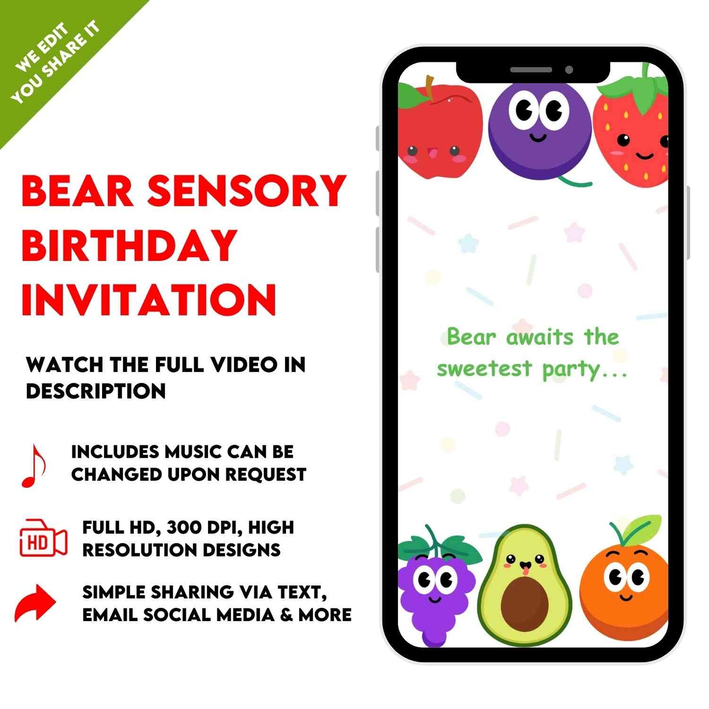 Bear Sensory Birthday Video Invitation | Fun and Interactive Celebration