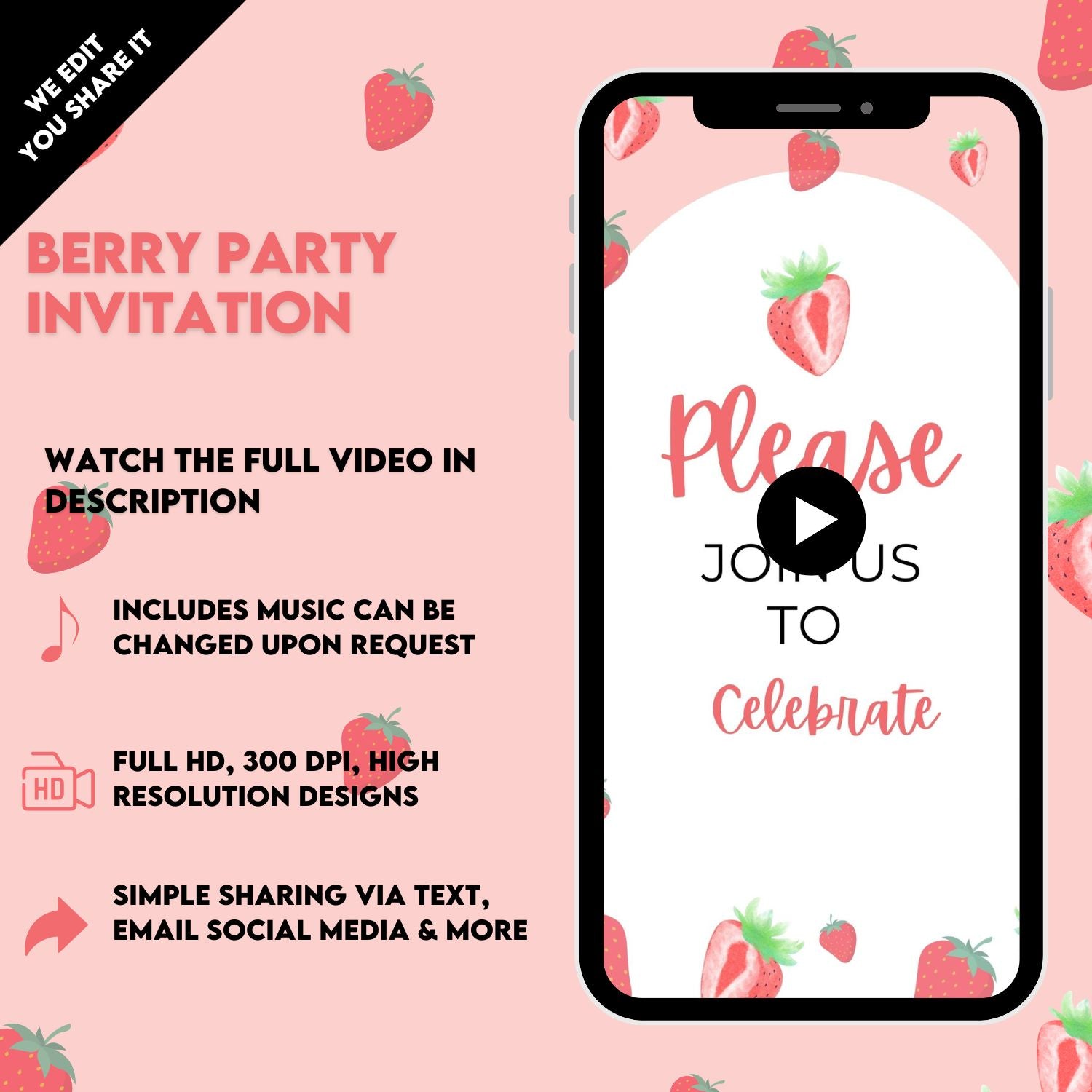 Video Invites Berry 2nd Birthday Video Invitation – Mr.Invites
