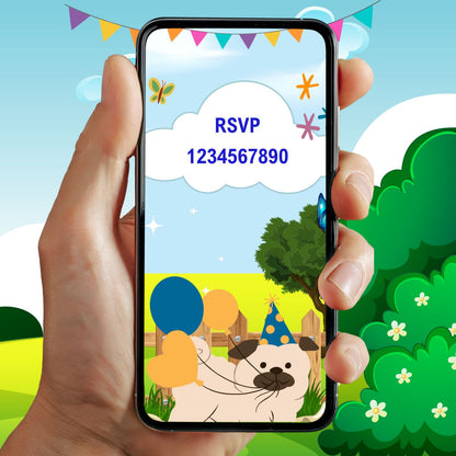 Blank Dog Birthday Video Invitation | Animated Dog Party invite