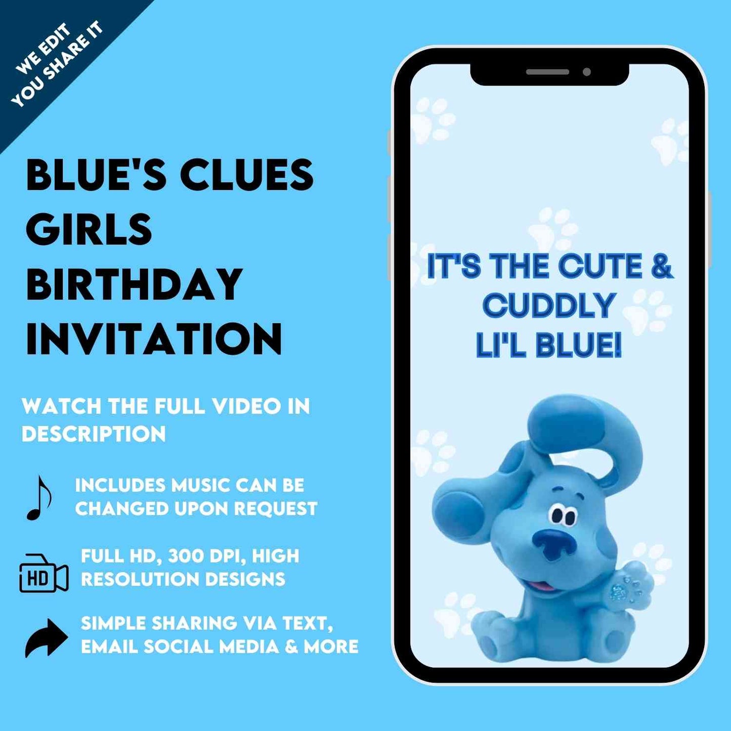 Blue's Clues Girl Birthday Video Invitation | Personalized Kids Party Invite