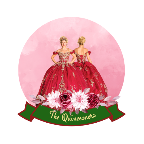 Burgundy Floral & Gold Quinceanera Theme Cake Topper