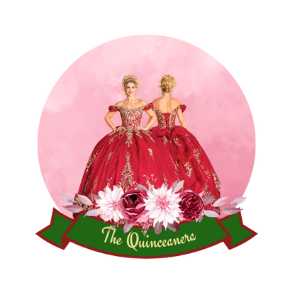 Burgundy Floral & Gold Quinceanera Theme Cake Topper