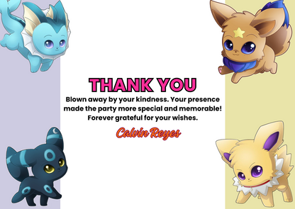 Digital Chibi Eevee Birthday Thank You Card