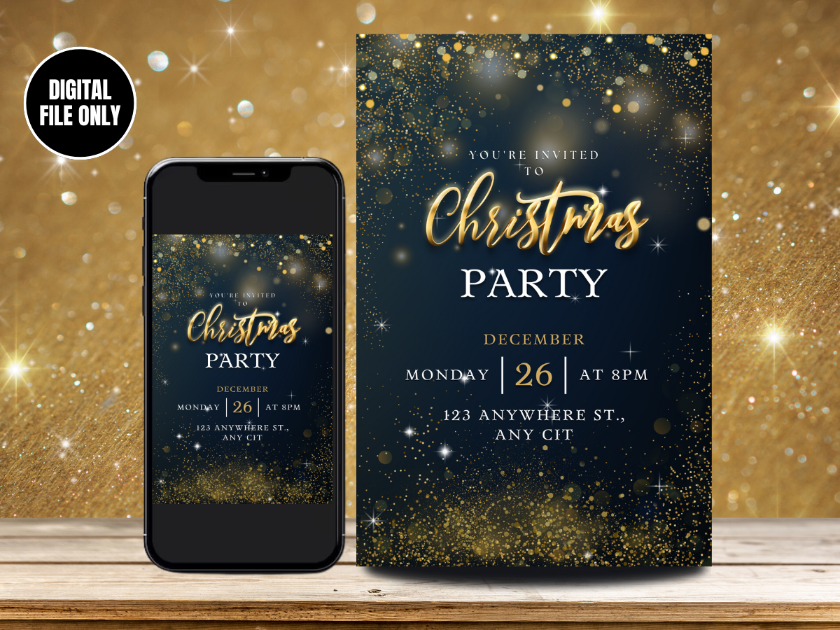 Christmas Party Digital Invitations Card | Christmas Party invites