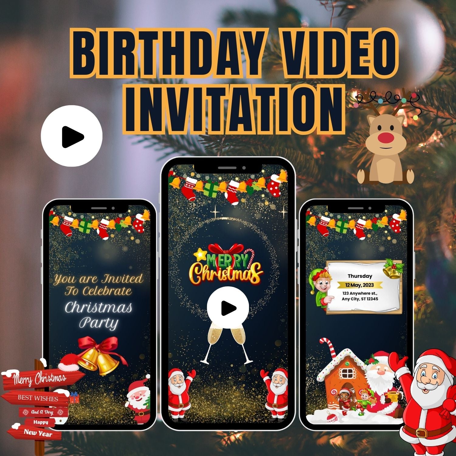 Christmas Party Digital Video Invitations | Christmas Party invites