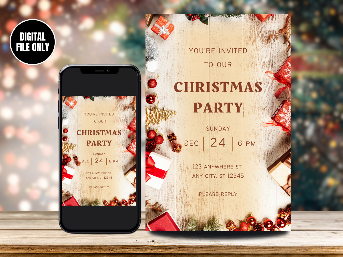 Christmas Party Invite For Adults and Kids | Digital Christmas Invitation