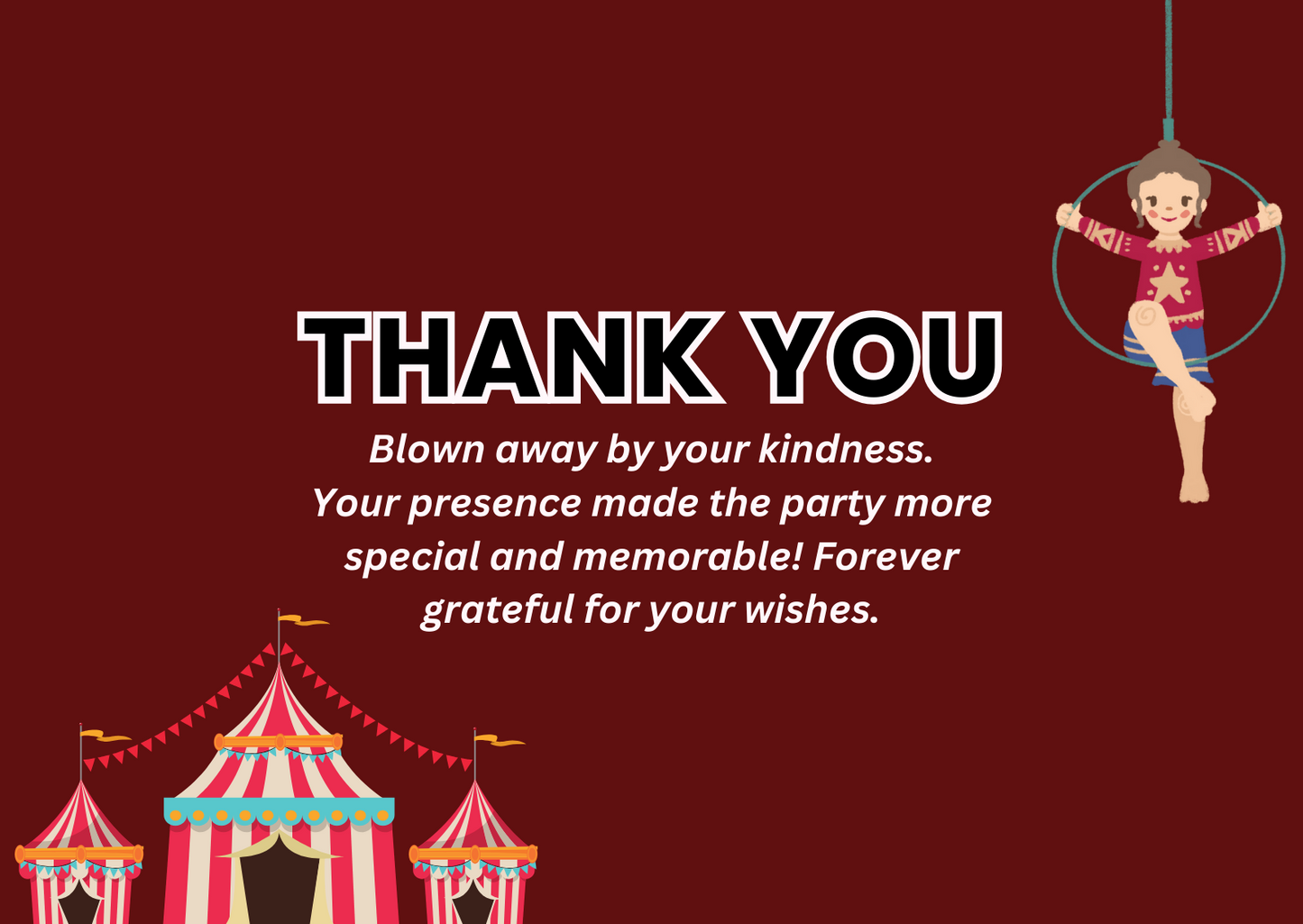 Circus Birthday Thank You Card For Your Birthday Event
