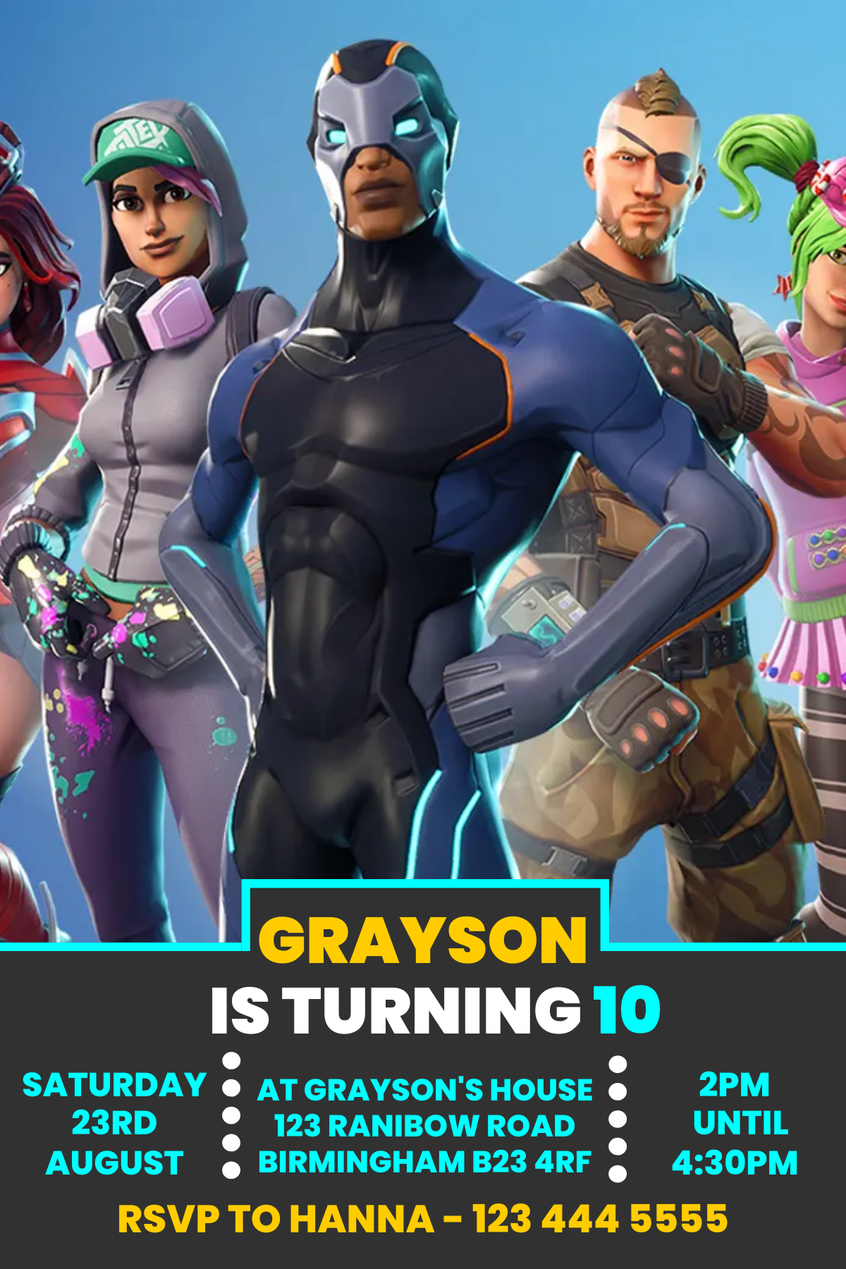 Custom Fortnite Digital Birthday Party Invitation | Fortnite Birthday ...