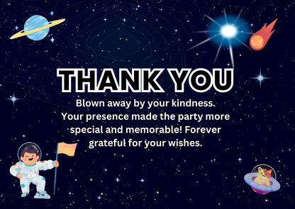 Cute Space Birthday Thank You Card For Your Birthday