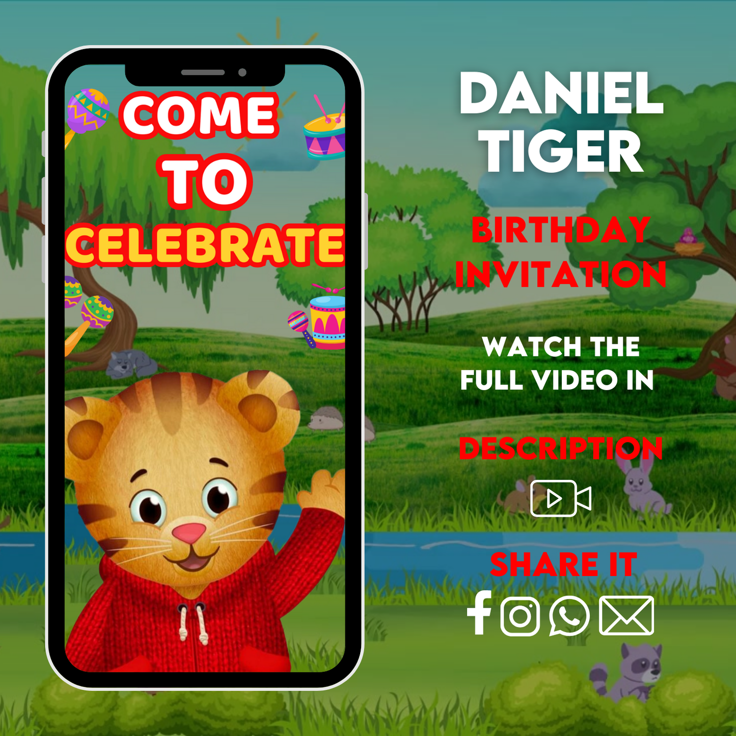 Daniel Tiger Birthday Party video Invitation | Digital Birthday Video Invitation