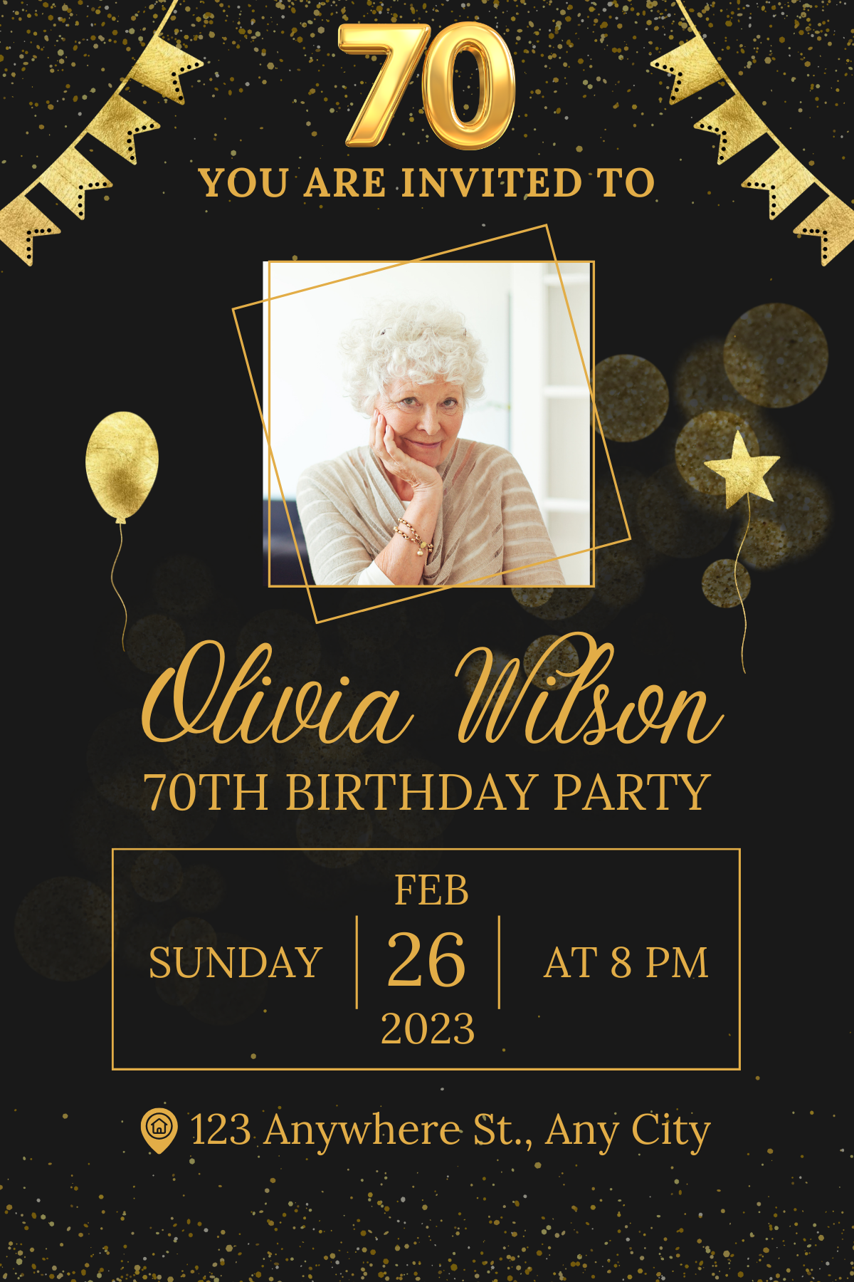 Digital 70th Birthday Party Card Invitation | 70th Birthday Party Invite