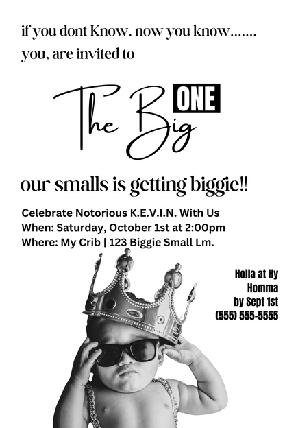 Digital Biggie Smalls Card Birthday Invitation | Hip-Hop Party Invites
