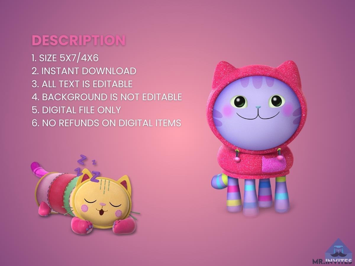 Digital Gabby's Dollhouse Birthday Invitation | Customizable & Interactive