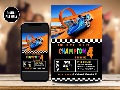 Digital Hot Wheels Birthday Party Invitation | Hot Wheels Birthday Invites