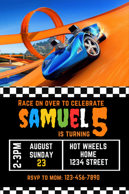Digital Hot Wheels Birthday Party Invitation | Hot Wheels Birthday Invites
